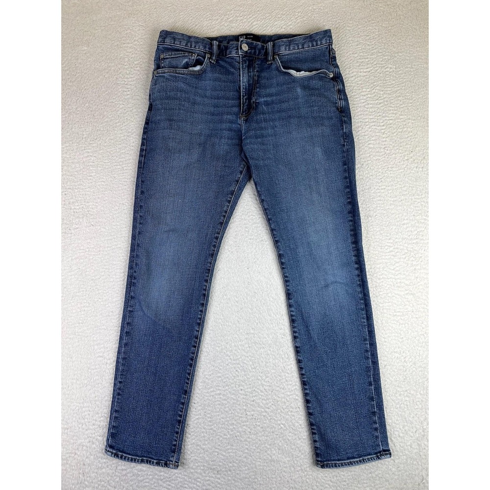 Gap Slim Jeans‎ Mens 33x32 Blue Tapered Stretch Denim Medium Wash 359140-00